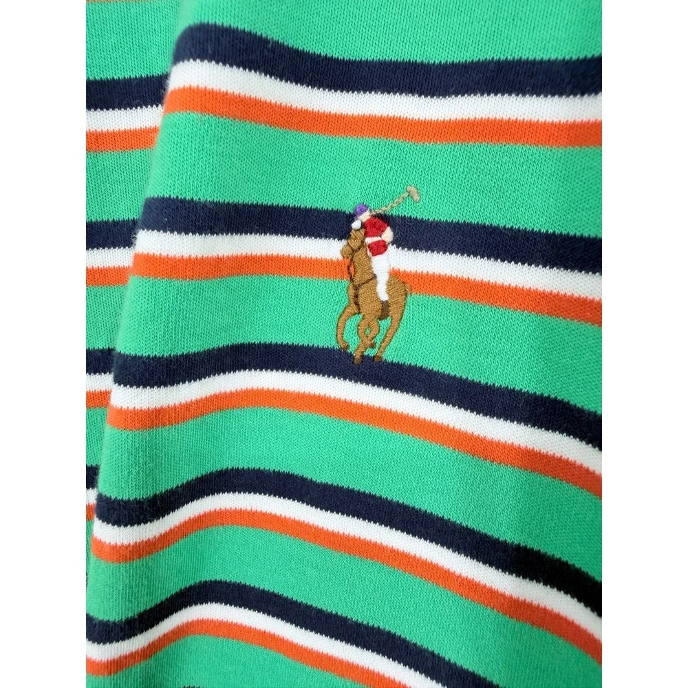 Polo Ralph Lauren Mens 2XLT Tall Multi Pony‎ Green Striped Soft Polo Shirt Golf